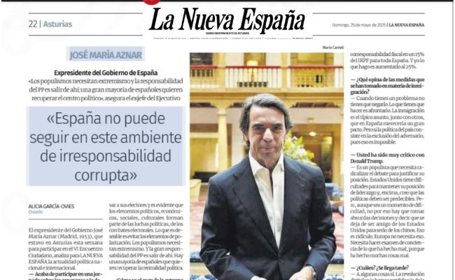 Entrevista en ‘La Nueva España’ | «España no puede seguir en este ambiente de irresponsabilidad corrupta»