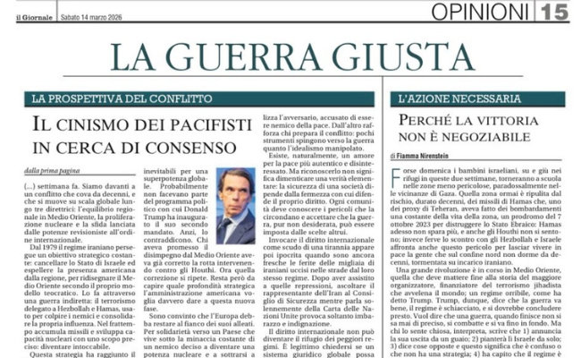 Artículo en ‘Il Giornale’ | Il cinismo dei pacifisti in cerca di consenso